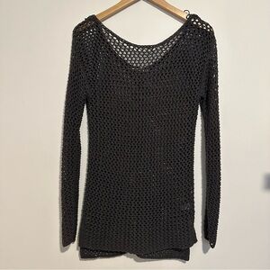 Rubbish Y2K gray fishnet knit sweater